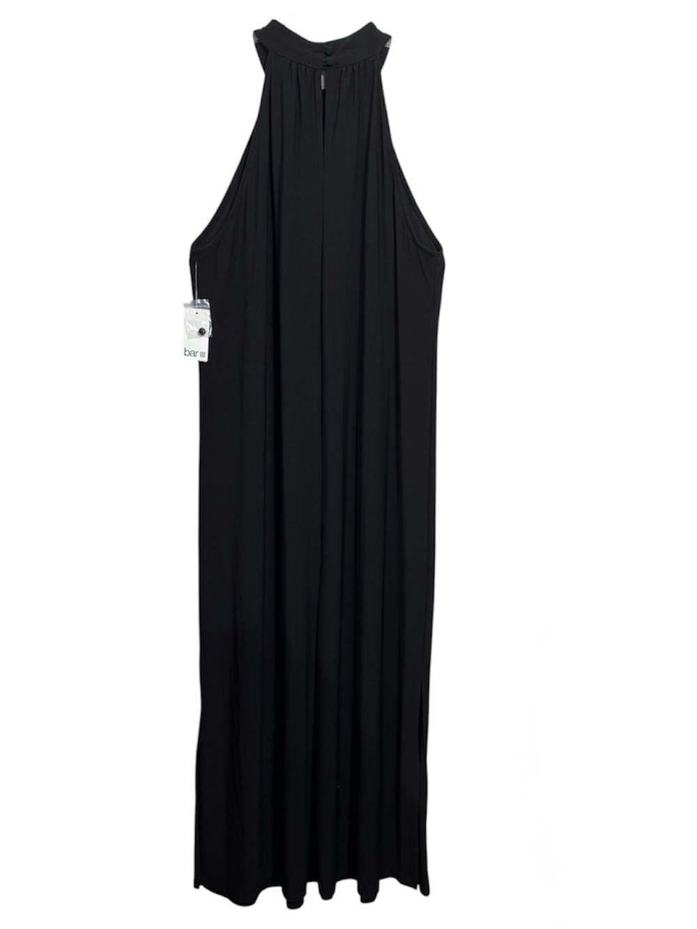 Bar III NWT Black Halter Neck Maxi Dress XL Side Slit Sleeveless Flowy - Picture 9 of 10